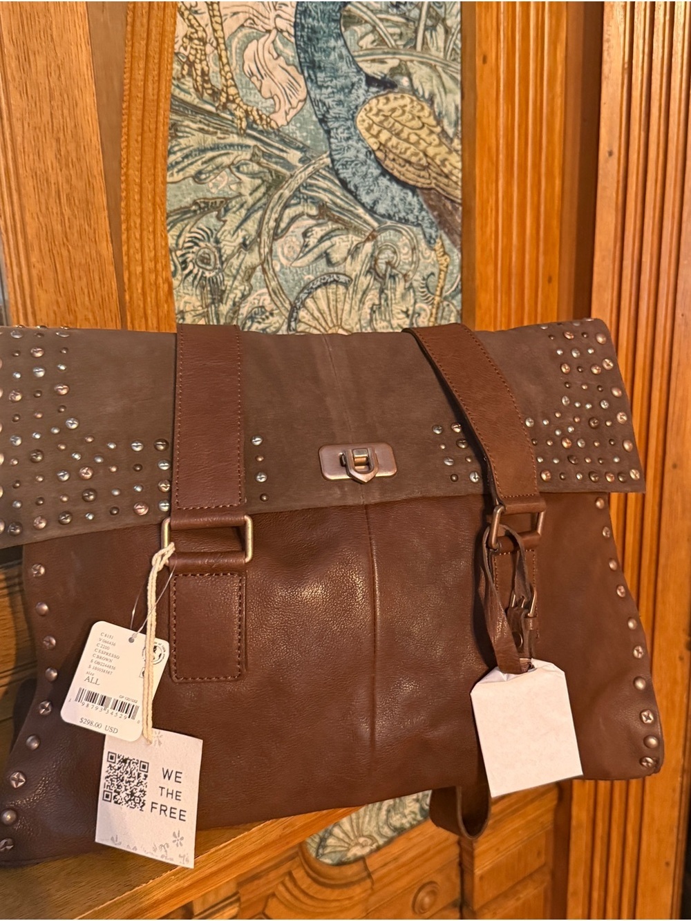 Fall Vintage Fashion Free People Shay Studded Leather Tote, NWT - Picture 4 of 6